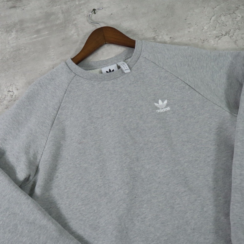 Adidas Originals Trefoil Crewneck Medium Grey Heather Pullover - Picture 3 of 6